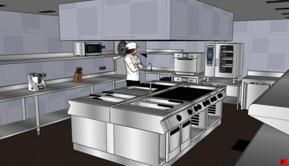 Plano 3D - Cocina central restaurante v2